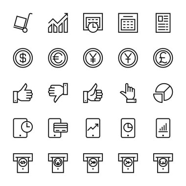 İş ve finans için özet simgeleri.