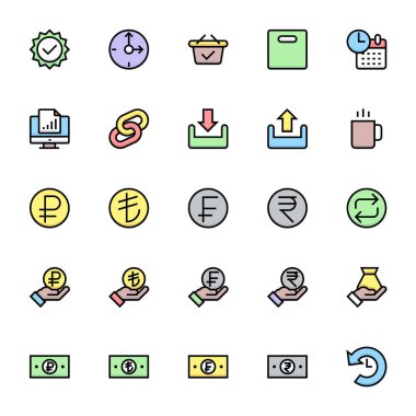 İş ve finans için doldurulmuş renk özeti simgeleri.