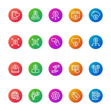 Kalabalık finansmanı için renk özeti simgeleri.