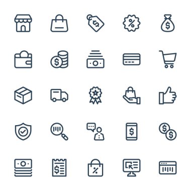 E-ticaret için özet simgeleri.