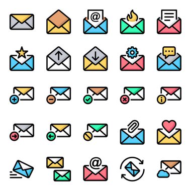 E- posta için doldurulmuş renk özeti simgeleri.