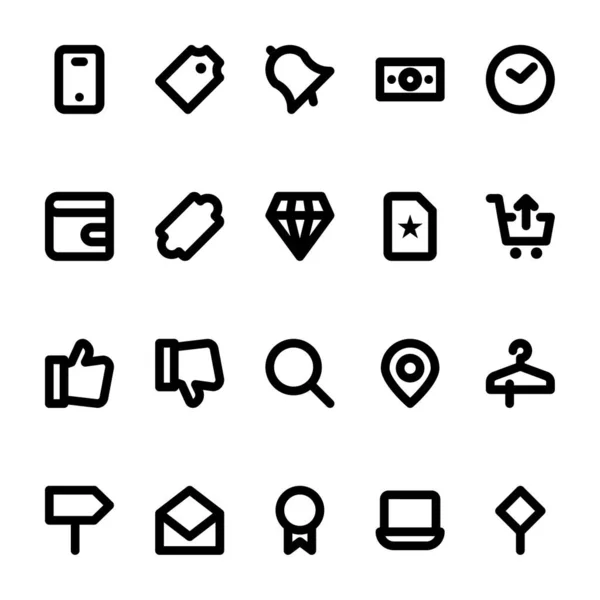 Bold Line Icons Black Friday — Stock Vector