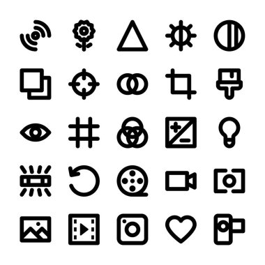 Kamera için siyah özet simgeleri.