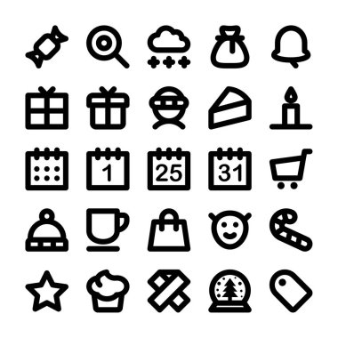 Noel için siyah özet simgeleri.