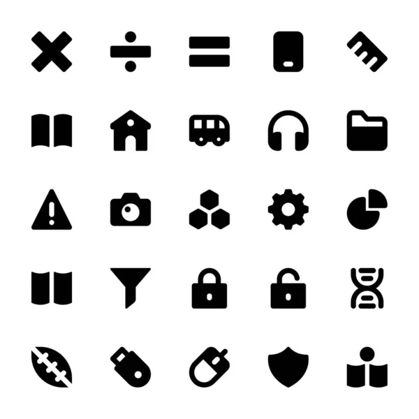 Black Glyph Icons Education — Stock Vector