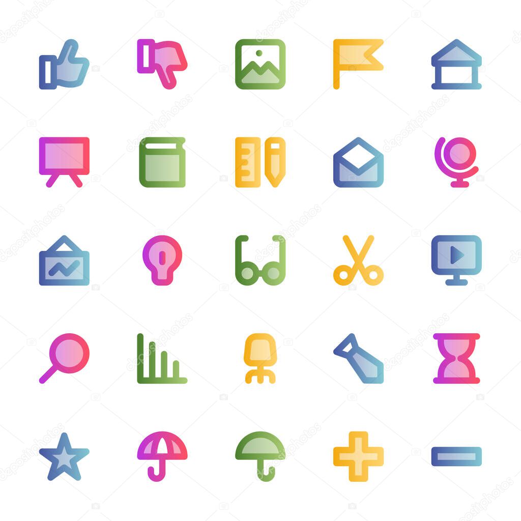 Filled outline, smooth icons for education.