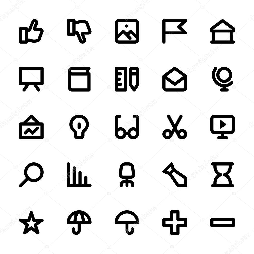 Black outline icons for education.