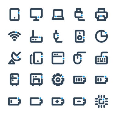 Elektronik için kalın satır simgeleri.