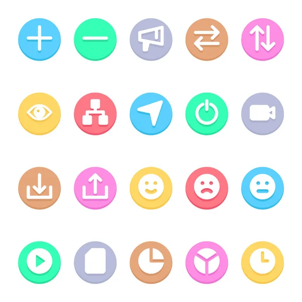 Circle Färg Glyf Ikoner För Sociala Medier — Stock vektor