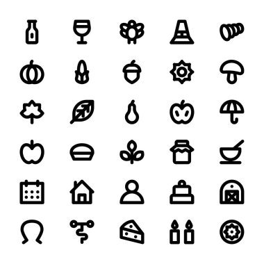 Şükran Günü için siyah özet simgeleri.