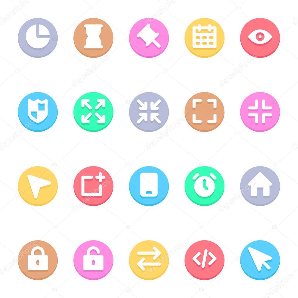 Circle color glyph icons for user interface.