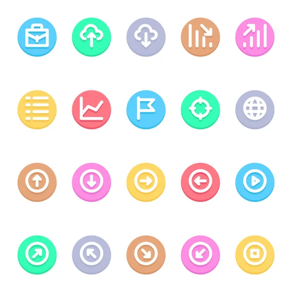 Circle Color Outline Icons User Interface — Stock Vector