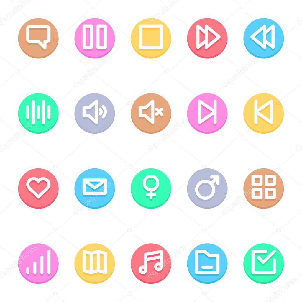 Circle color outline icons for user interface.
