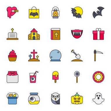 Cadılar bayramı için doldurulmuş renk özeti simgeleri.