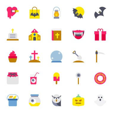 Cadılar bayramı için düz renk simgeleri.