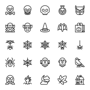 Cadılar bayramı için siyah özet simgeleri.