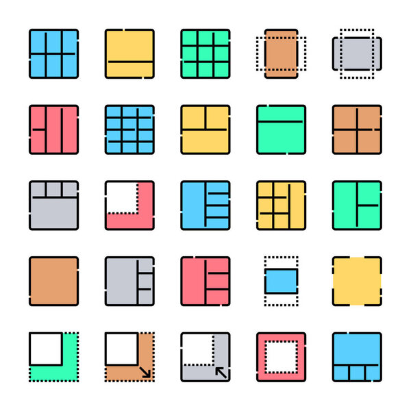 Заполненные цветовые контуры иконки для компоновки.