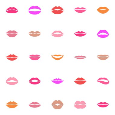 Dudaklar için düz renk simgeleri.