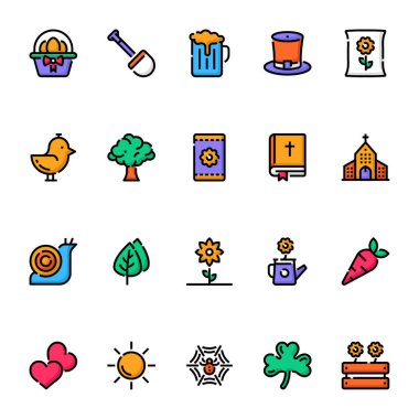 Bahar için doldurulmuş renk özeti simgeleri.