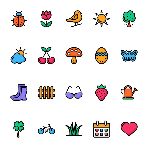 Bahar için doldurulmuş renk özeti simgeleri.