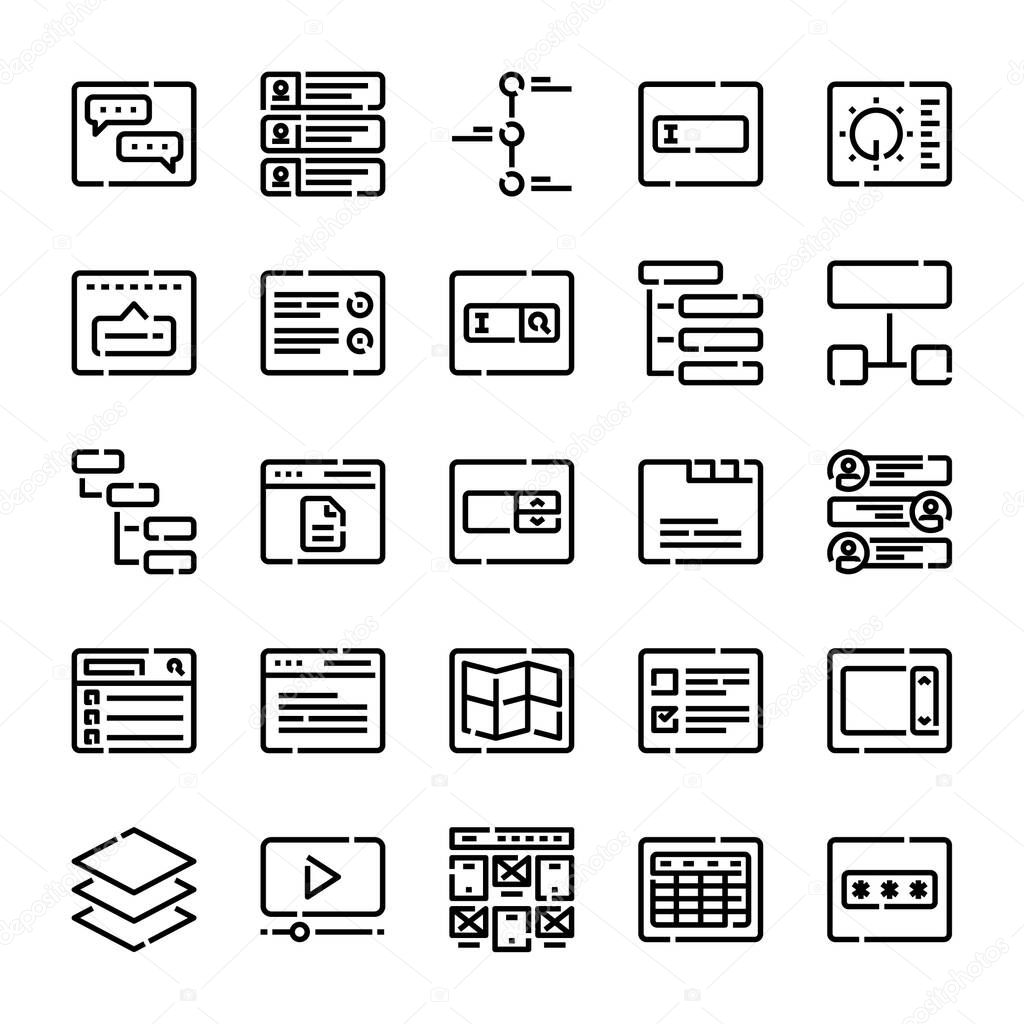Outline icons for layout.