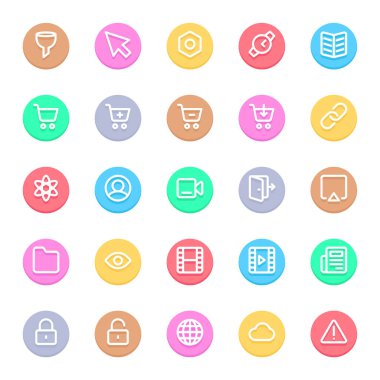 Web & mobil için daire rengi dış hat simgelerini çiz.