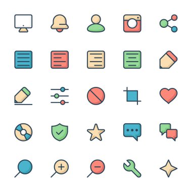 Web & mobil için doldurulmuş renk özeti simgeleri.