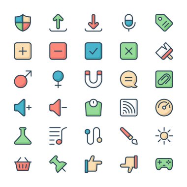 Web & mobil için doldurulmuş renk özeti simgeleri.