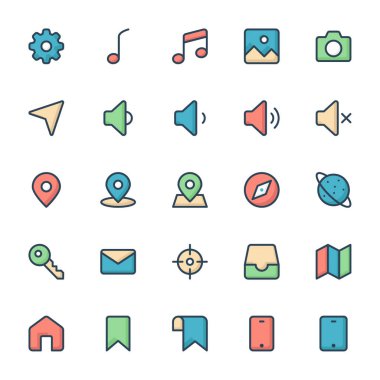 Web & mobil için doldurulmuş renk özeti simgeleri.