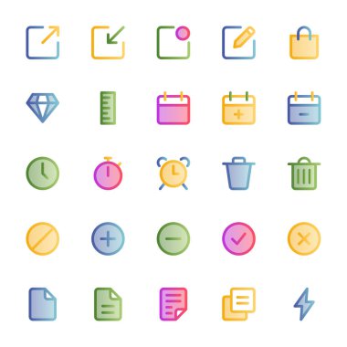 Web & mobil için doldurulmuş taslak, pürüzsüz simgeler.