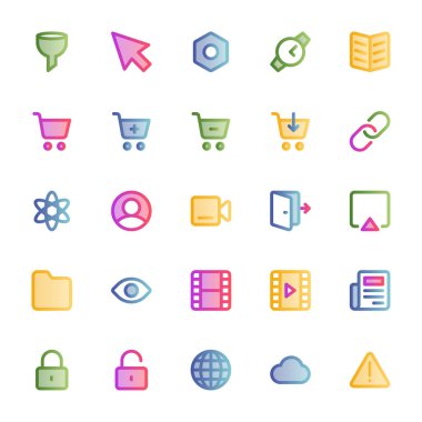 Web & mobil için doldurulmuş taslak, pürüzsüz simgeler.