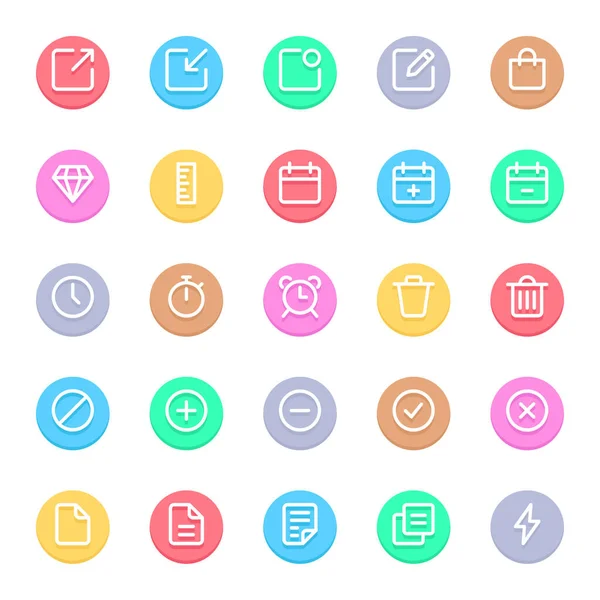 Circle Color Outline Icons Web Mobile — Stock Vector