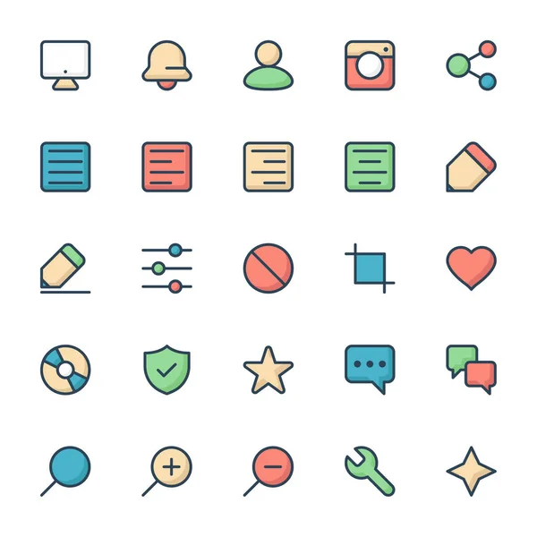 Iconos Contorno Color Rellenos Para Web Móvil — Archivo Imágenes Vectoriales