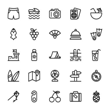 Yaz için siyah özet simgeleri.