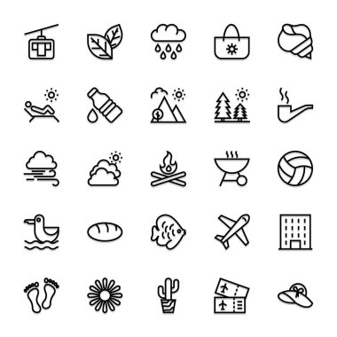 Yaz için siyah özet simgeleri.