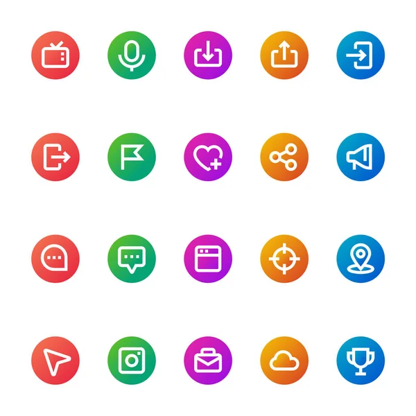 Градиентные Цветные Иконки Социальных Сетей — стоковый вектор