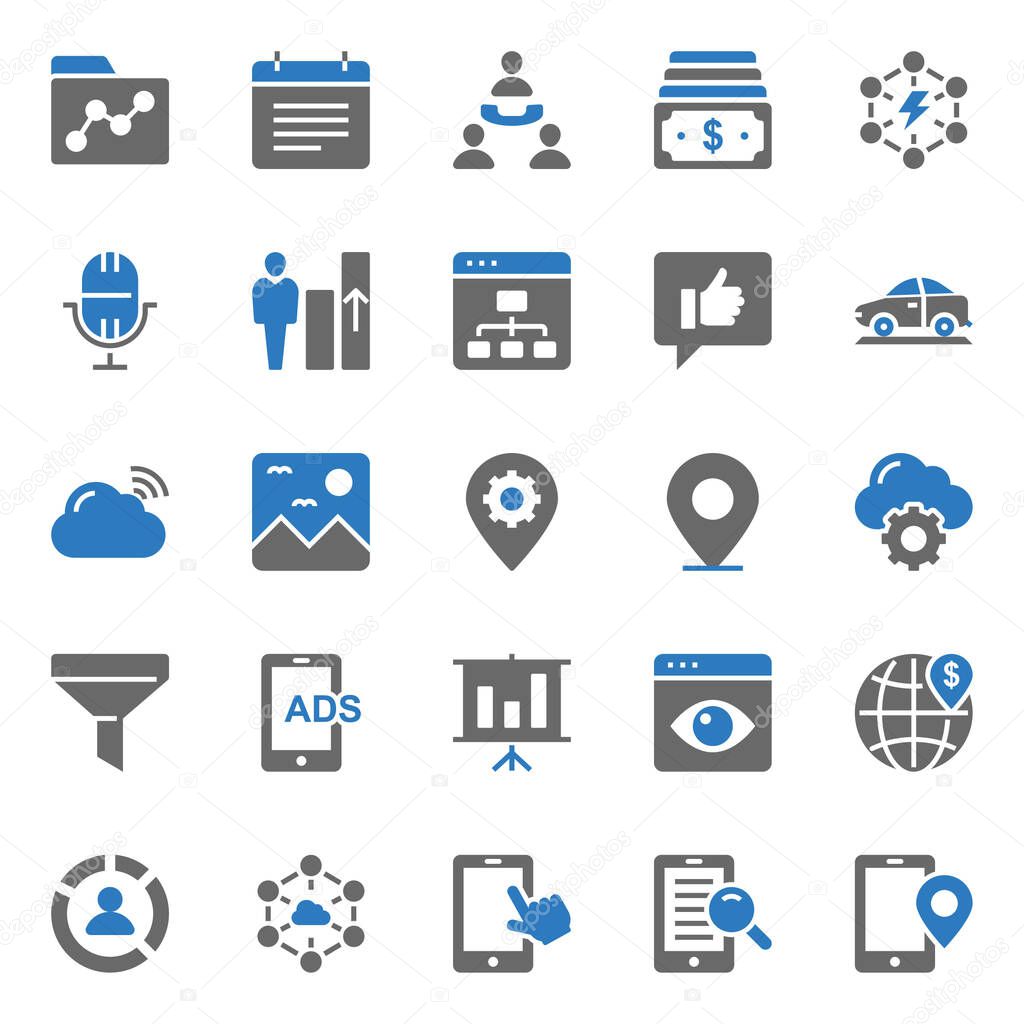 Two color icons for seo & web.