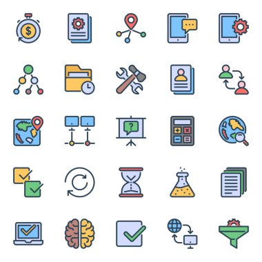 Filled color outline icons for seo & web. clipart