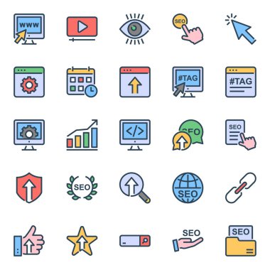 Seo & web için doldurulmuş renk özeti simgeleri.