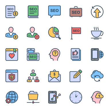 Seo & web için doldurulmuş renk özeti simgeleri.