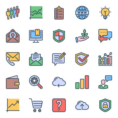 Seo & web için doldurulmuş renk özeti simgeleri.