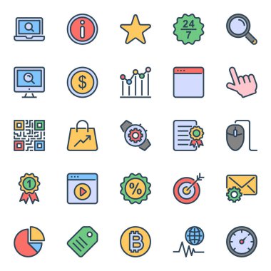 Seo & web için doldurulmuş renk özeti simgeleri.