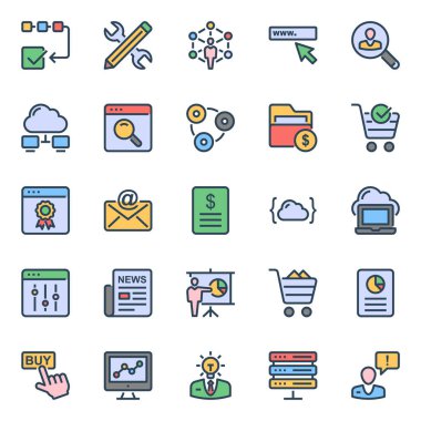 Seo & web için doldurulmuş renk özeti simgeleri.