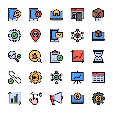 Seo & geliştirme için doldurulmuş renk özeti simgeleri.