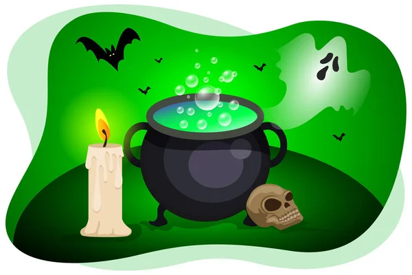 Halloween Magic Pot Vector Illustration — Stockvektor