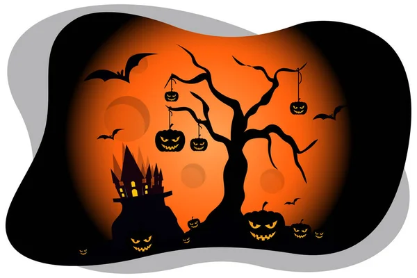 Halloween Haunted Graveyard Vector Illustration — Stockvector