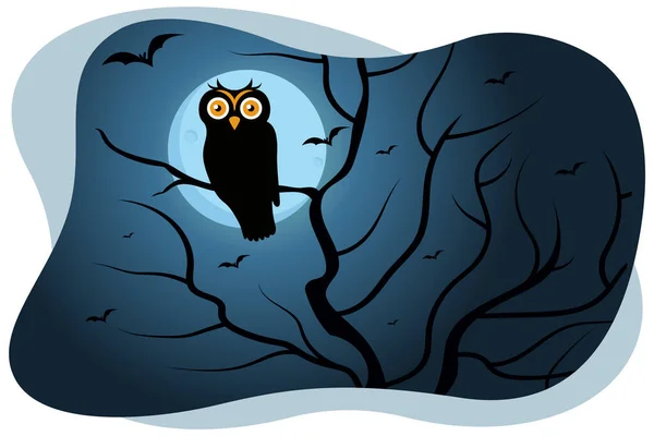 Halloween Black Owl Vector Illustration — Vettoriale Stock