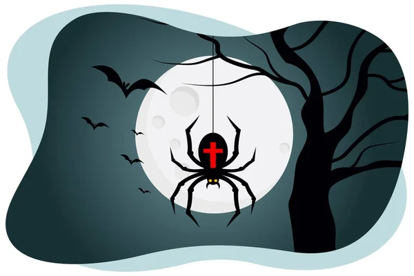 Halloween Black Scary Spider Vector Illustration — Vector de stock