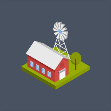 Elektrik santrali - Isometric 3D illüstrasyon.