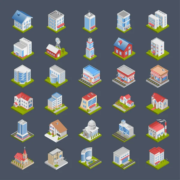 Binalar - Isometric 3D illüstrasyon.